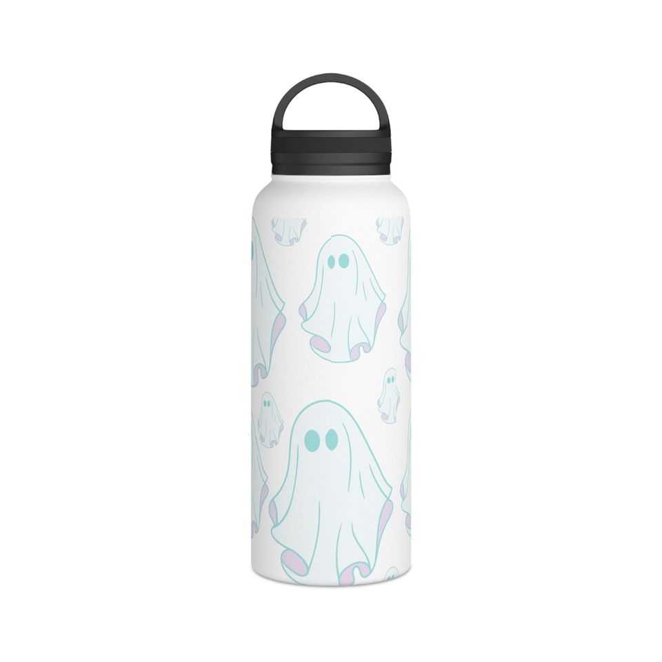 Cute lil ghosty Stainless Steel Water Bottle, Handle Lid