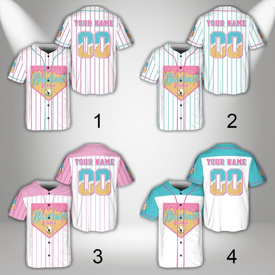 Personalized Ice Cream Drip Baseball Jersey - Custom Ice Cream Waffle Shirt