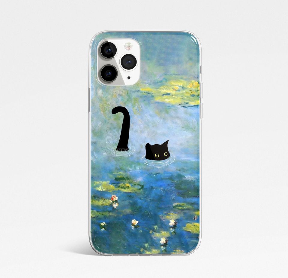Funny Cat Phone Case Cat Meme Cat lover Cute Cat Art Cover For iPhone 16 Pro, 14, 15, 13, 12, 11, XR Samsung S24, S23, A55, A54, Pixel 8 Pro