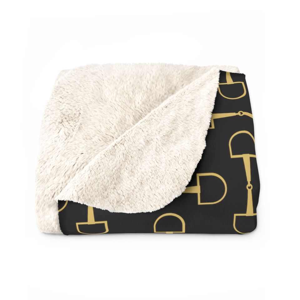 Horse Snaffle Bit Sherpa Fleece Blanket, Equestrian