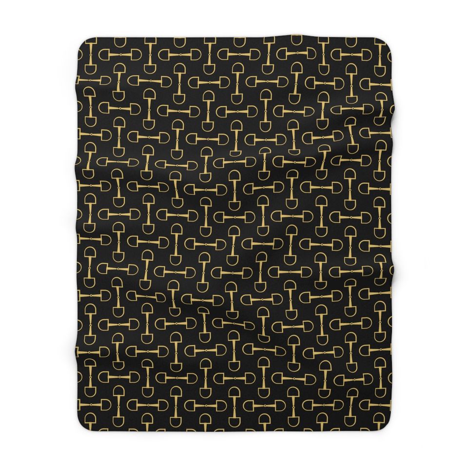 Horse Snaffle Bit Sherpa Fleece Blanket, Equestrian