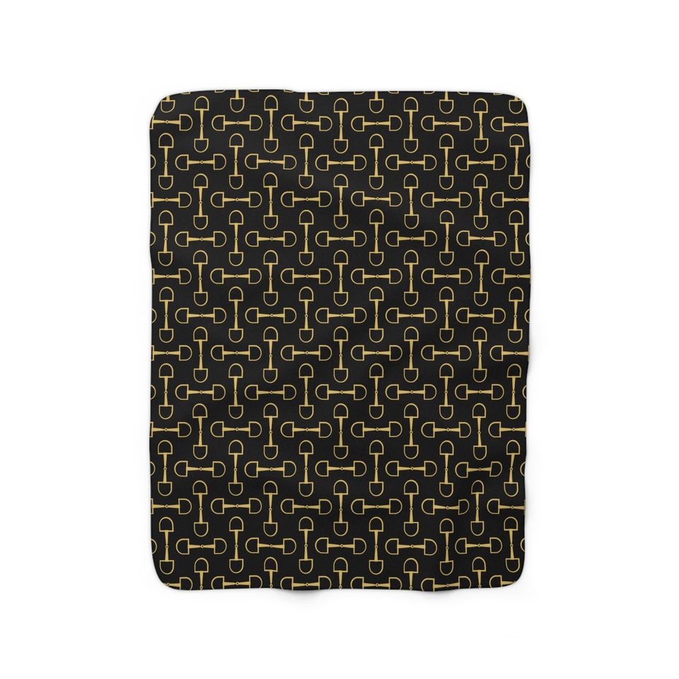 Horse Snaffle Bit Sherpa Fleece Blanket, Equestrian