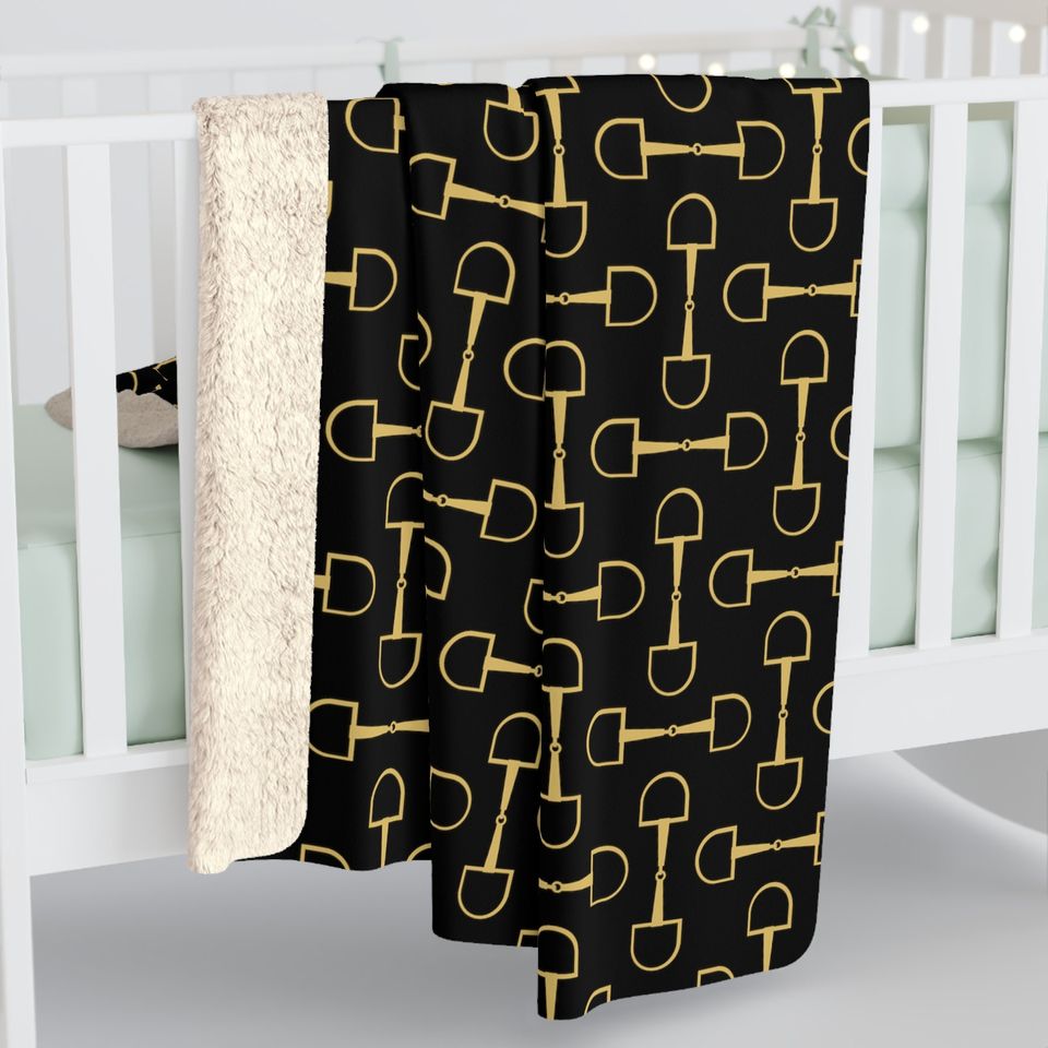 Horse Snaffle Bit Sherpa Fleece Blanket, Equestrian