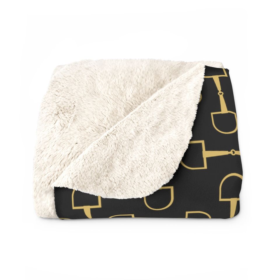 Horse Snaffle Bit Sherpa Fleece Blanket, Equestrian