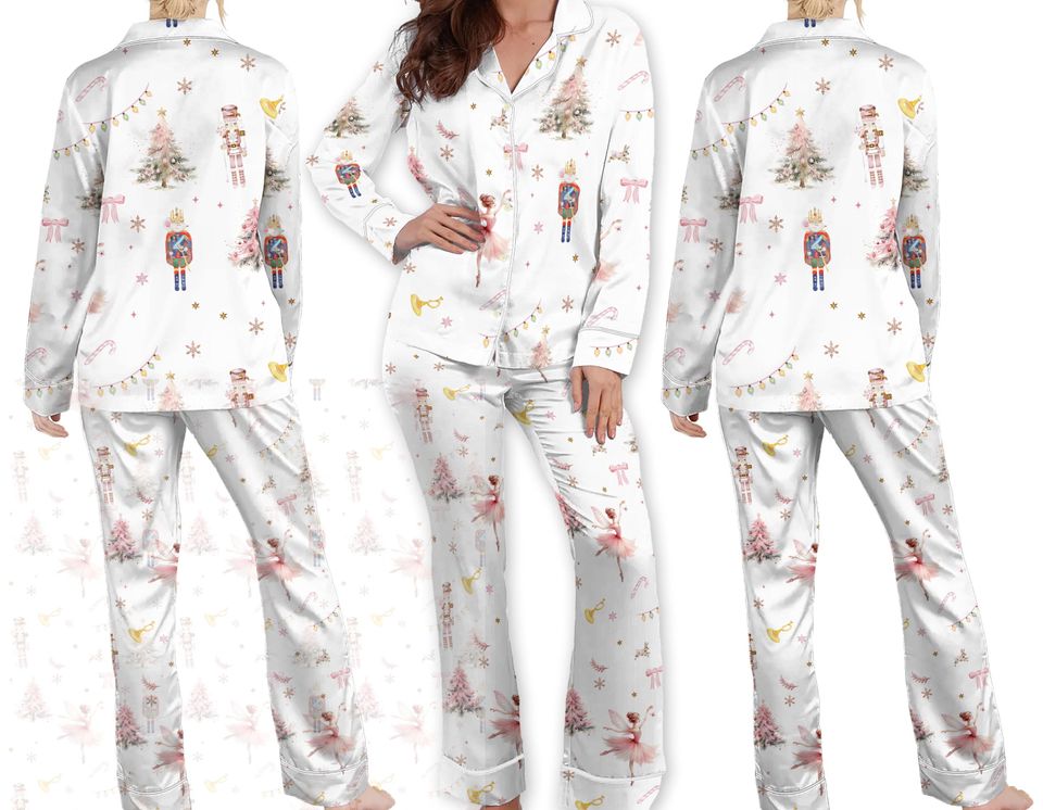 Nutcracker Christmas Pajama Set Women, Nutcracker Ballet Pajama Set Family, Pink Nutcracker Womens Pajama Set, Nutcracker Holiday Gifts
