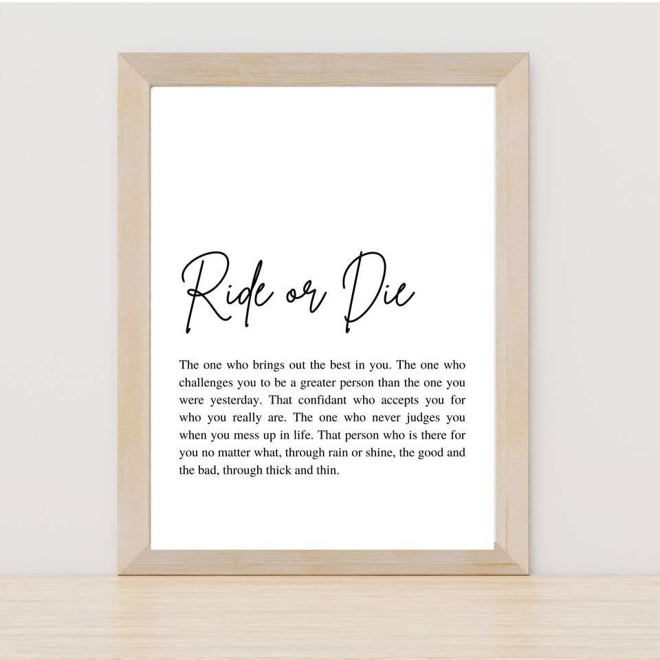 Ride or die wall art, Printable friendship wall art, Ride or die gift, Minimalist friendship print, Ride or die print