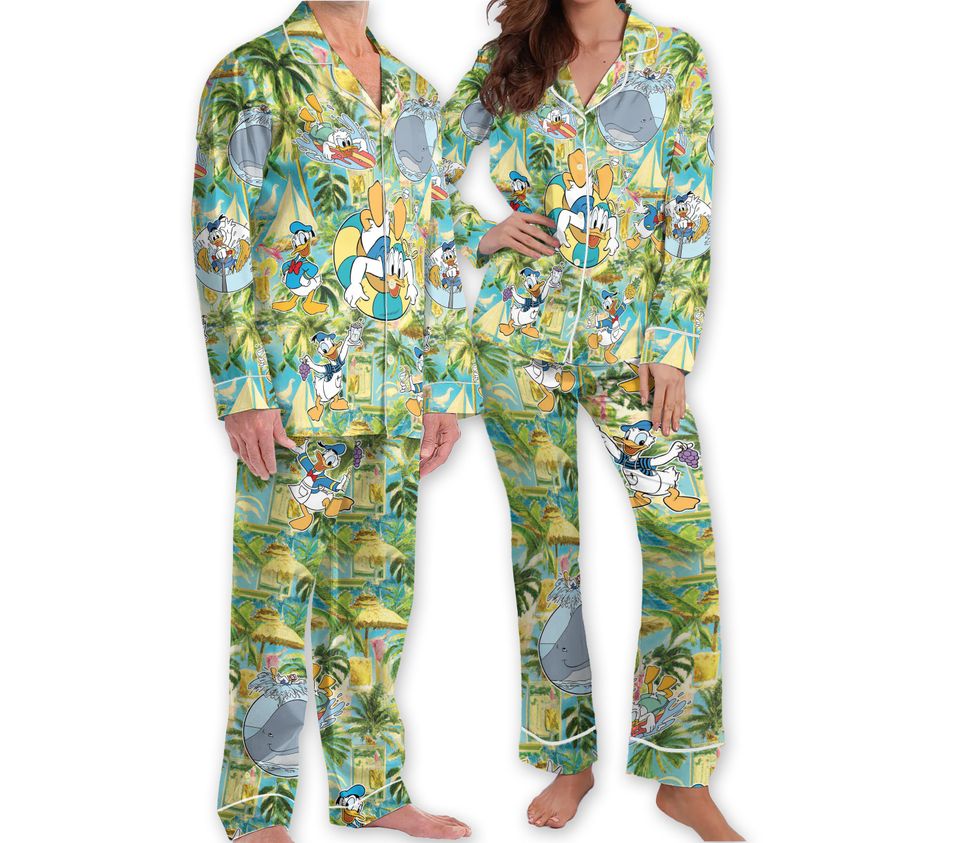 Donald Duck Hawaiian Pajamas, Disney Matching Pajamas Set