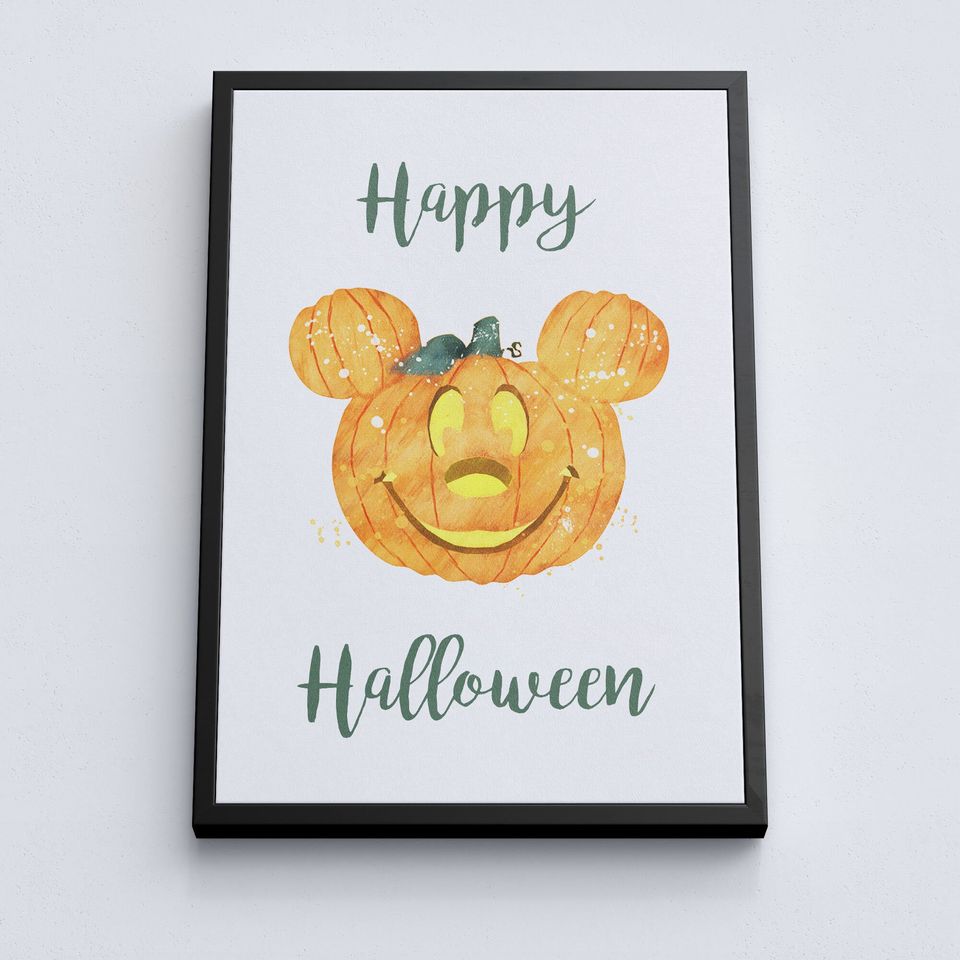 Disney Halloween Pumpkin Mickey Head Poster