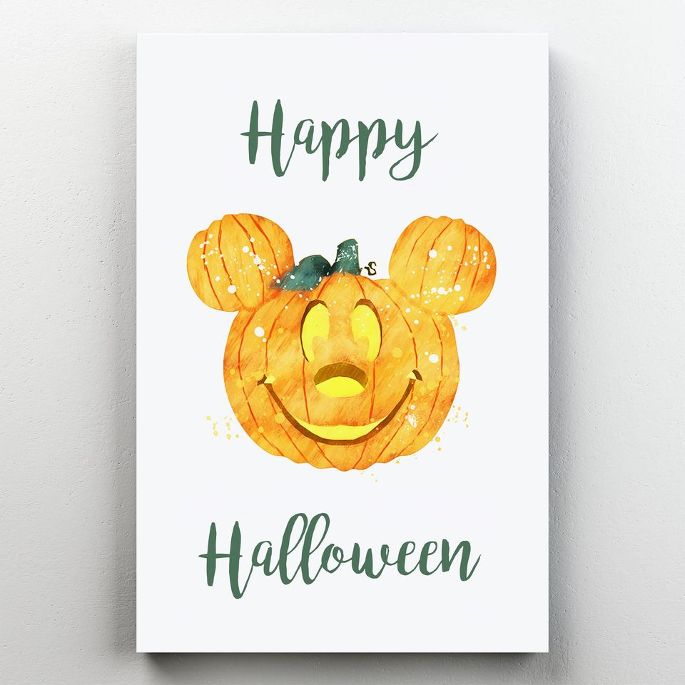 Disney Halloween Pumpkin Mickey Head Poster