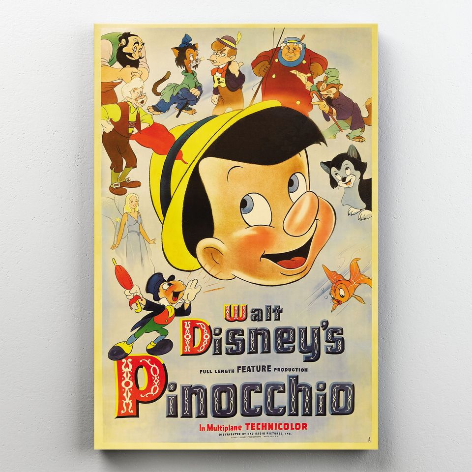 Disney Pinocchio Animated Character Poster