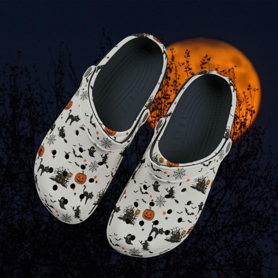 Cute Halloween Clogs - Pumpkin, Witch, Haunted House Pattern - Unisex