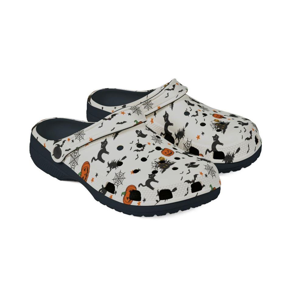 Cute Halloween Clogs - Pumpkin, Witch, Haunted House Pattern - Unisex