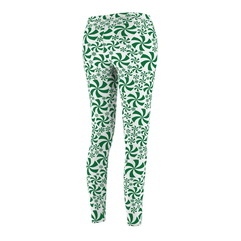 Green Peppermint Leggings for Women – Festive Christmas Outfit