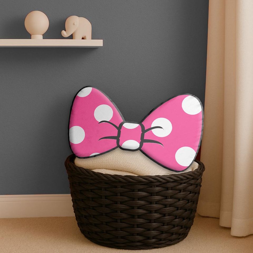 Pink Mouse Dot Bow Shaped Pillow