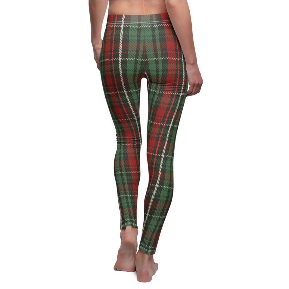 Red and Green Tartan Leggings | Cozy Christmas Activewear | High Waist Yoga Pants