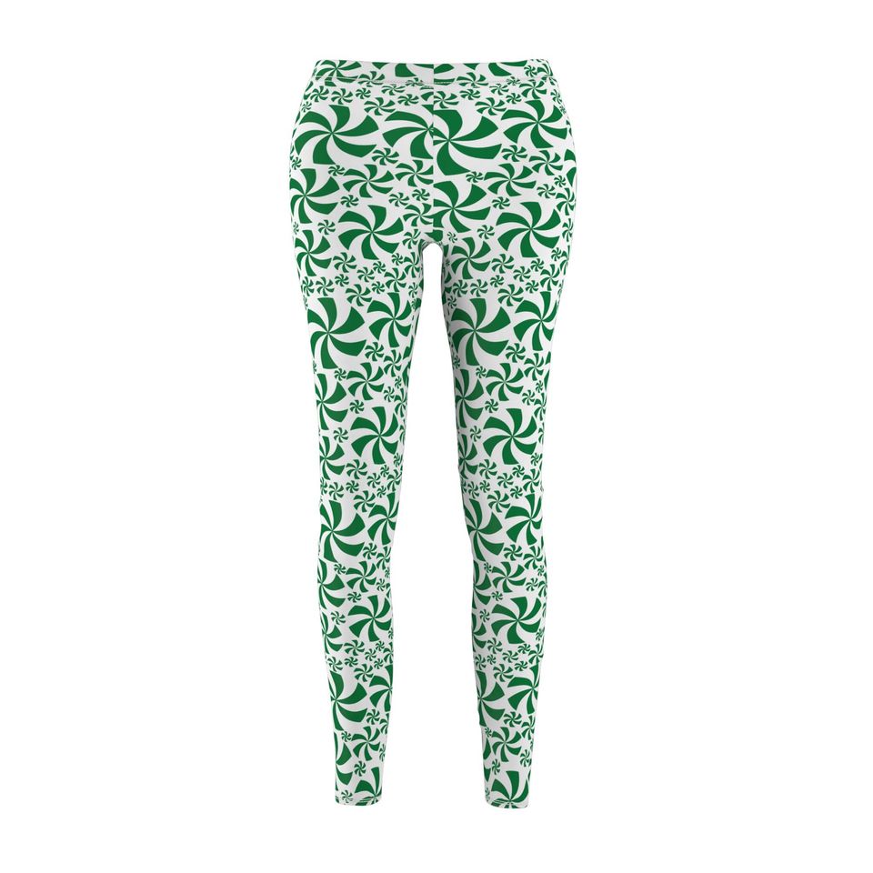 Green Peppermint Leggings for Women – Festive Christmas Outfit