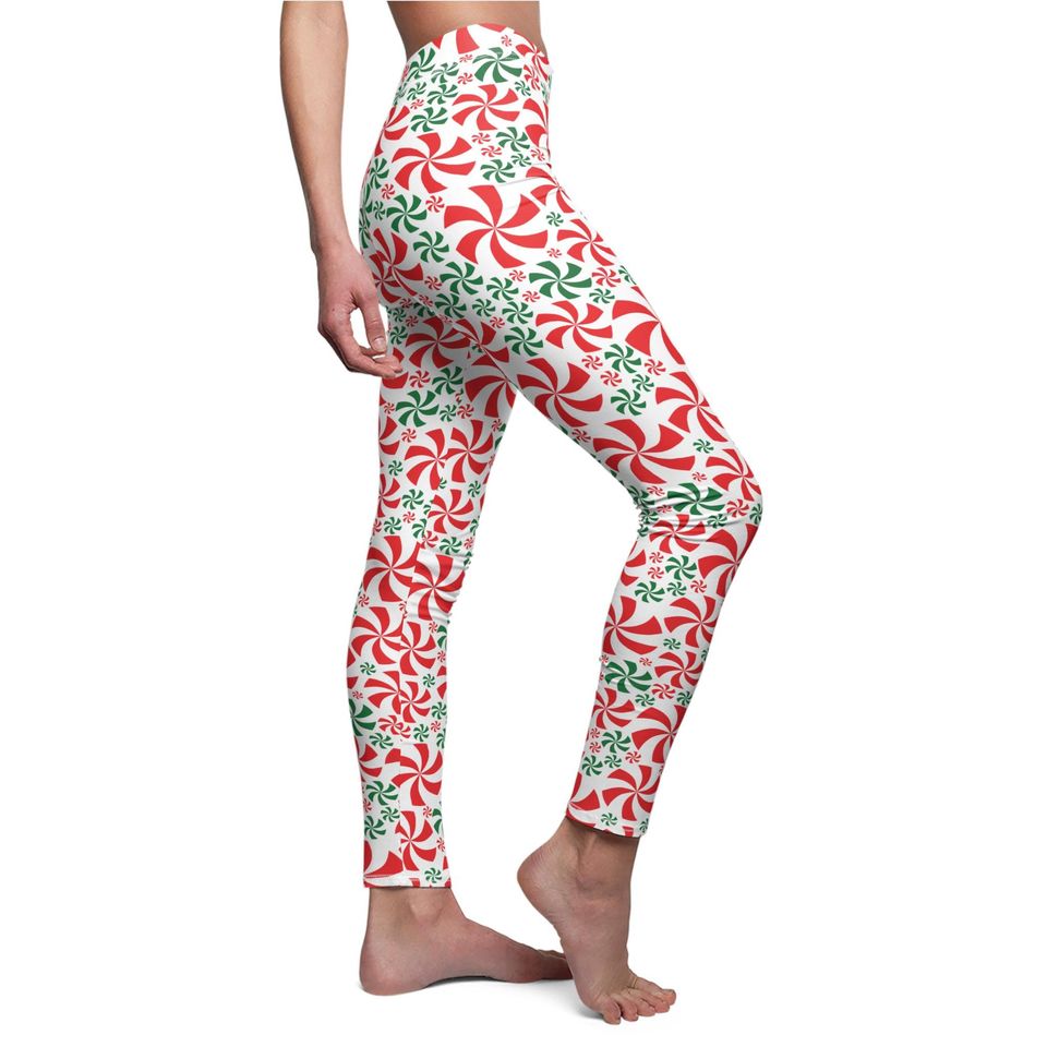 Red and Green Peppermint Leggings
