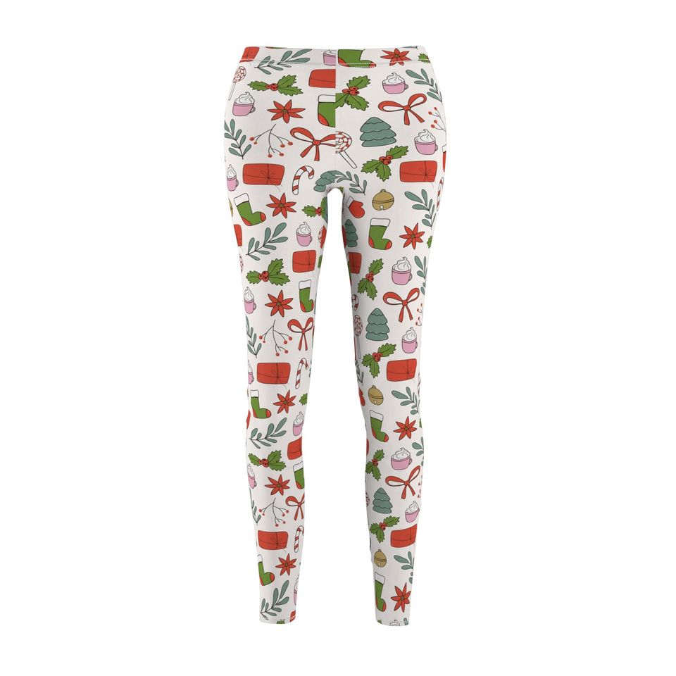 Festive Christmas Leggings | Seasonal Pattern Yoga Pants | Holiday Workout Wear