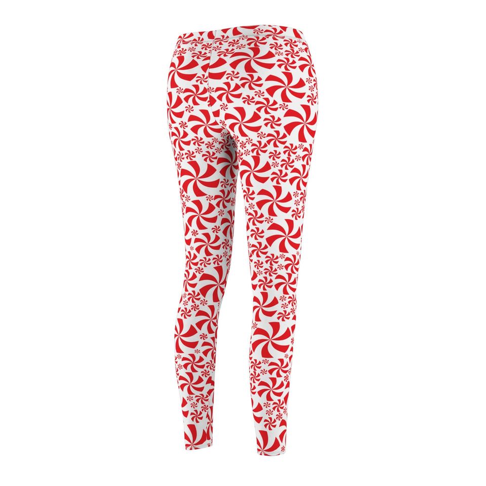 Red Peppermint Leggings for Women – Festive Christmas Outfit