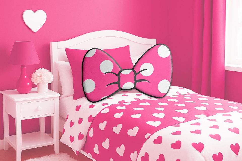 Pink Mouse Dot Bow Shaped Pillow