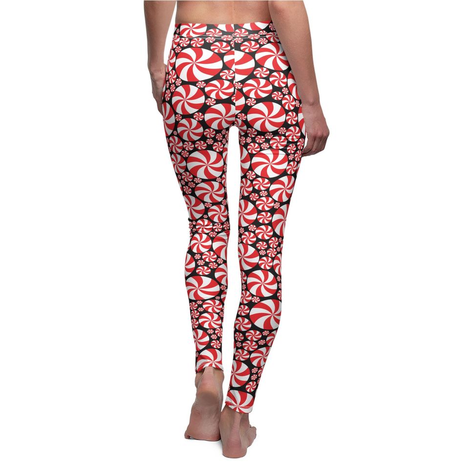 Red Peppermint Leggings in black
