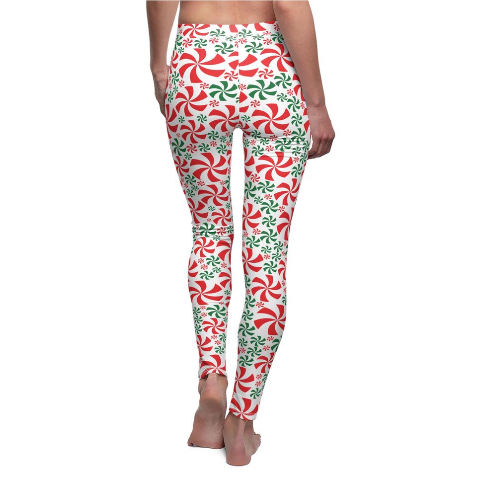 Red and Green Peppermint Leggings