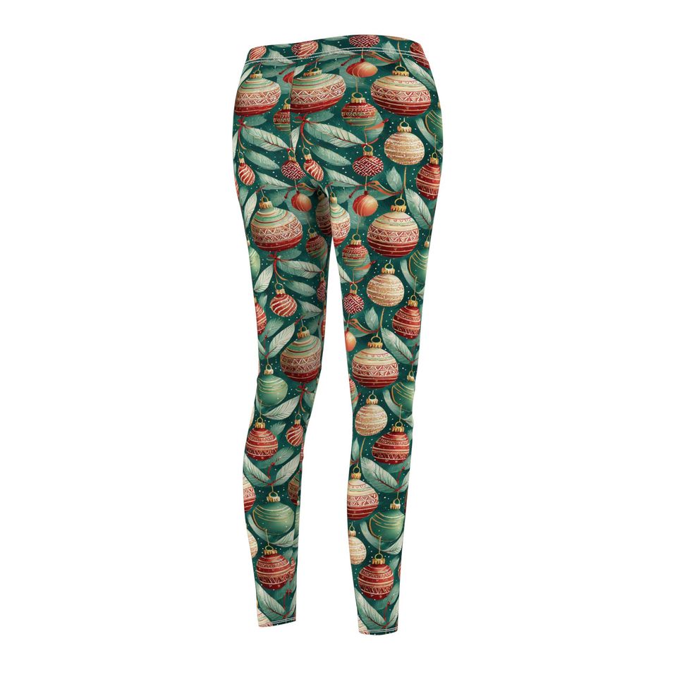Festive Christmas Ornament Print Leggings for Women