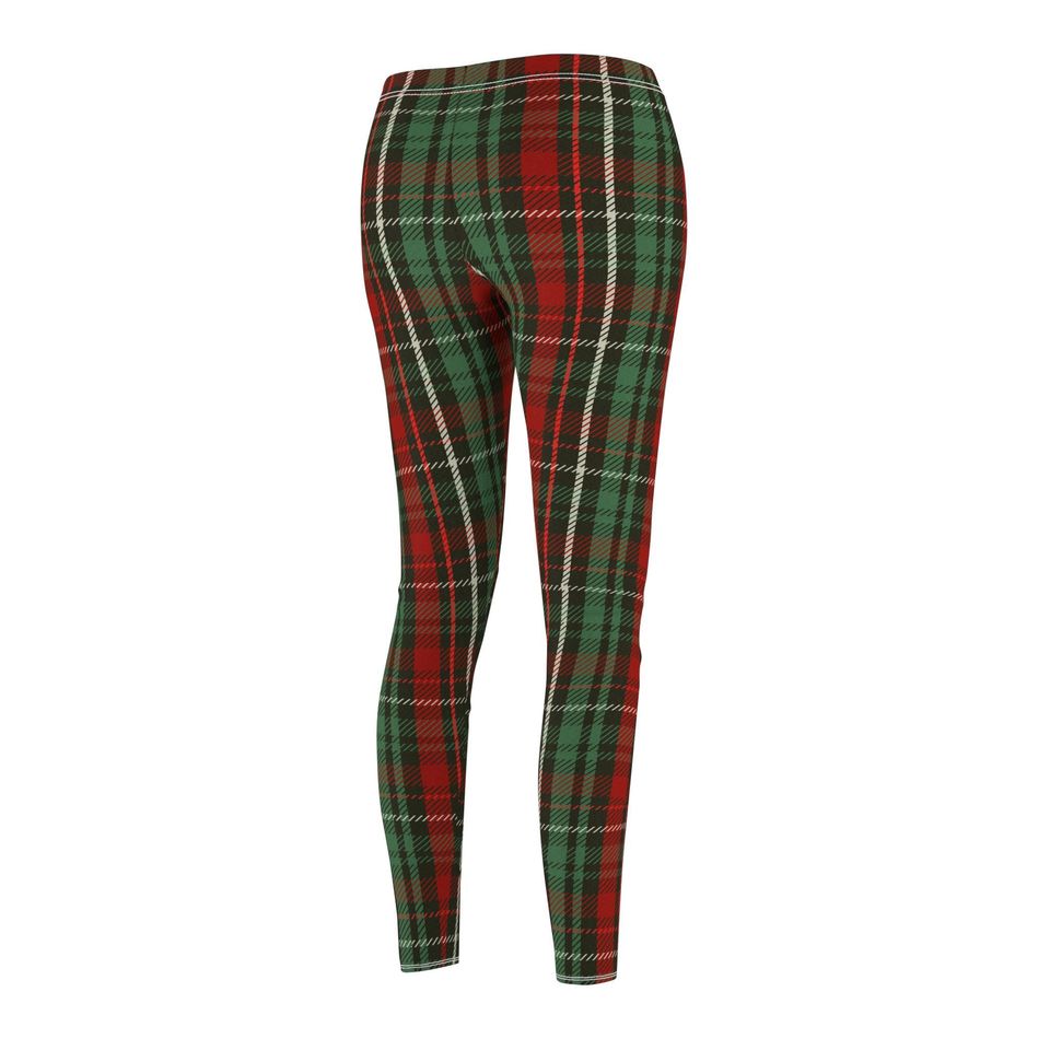 Red and Green Tartan Leggings | Cozy Christmas Activewear | High Waist Yoga Pants