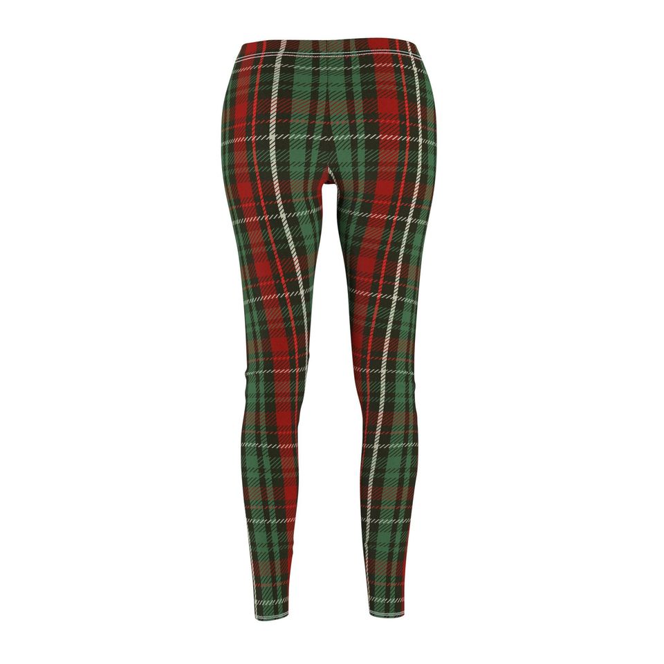 Red and Green Tartan Leggings | Cozy Christmas Activewear | High Waist Yoga Pants