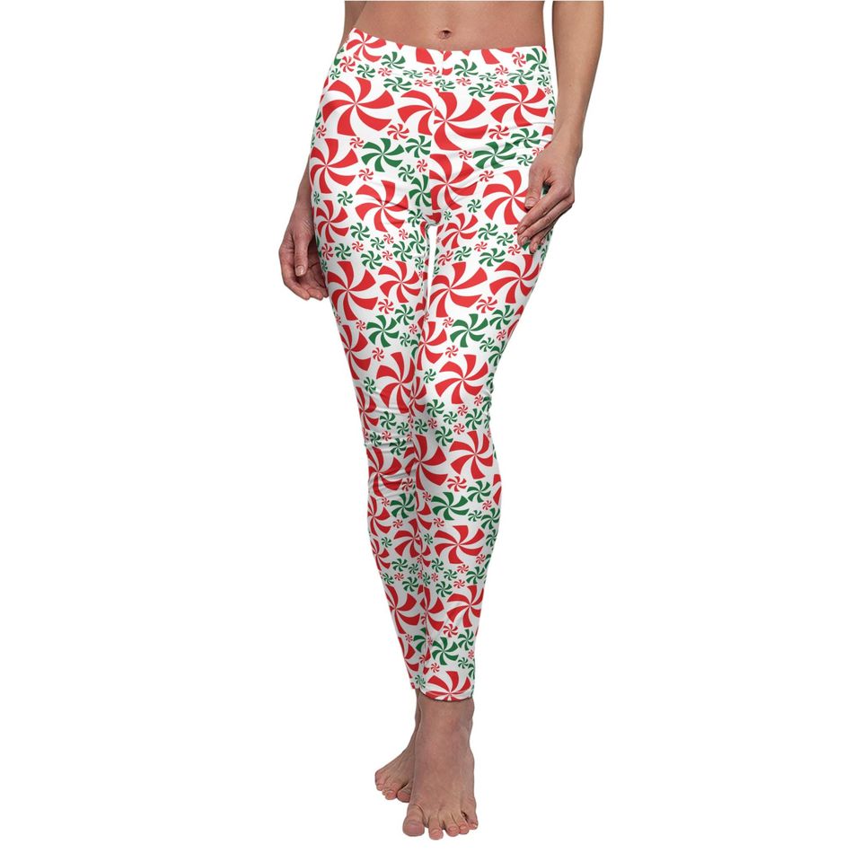 Red and Green Peppermint Leggings