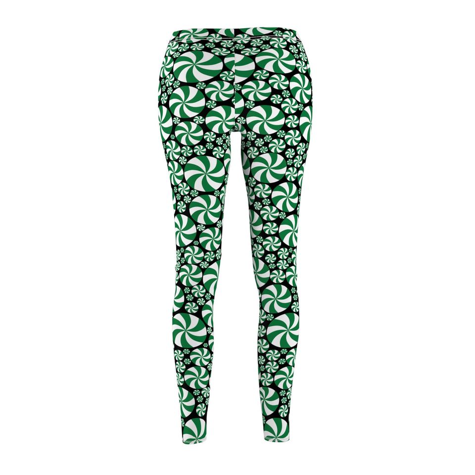 Green Peppermint Leggings in black