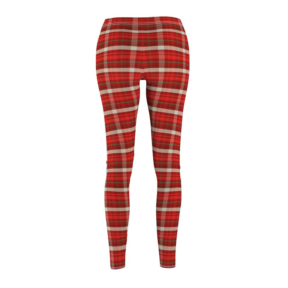 Women's Red Plaid Leggings | Cozy Tartan Print Pants | Stylish Activewear