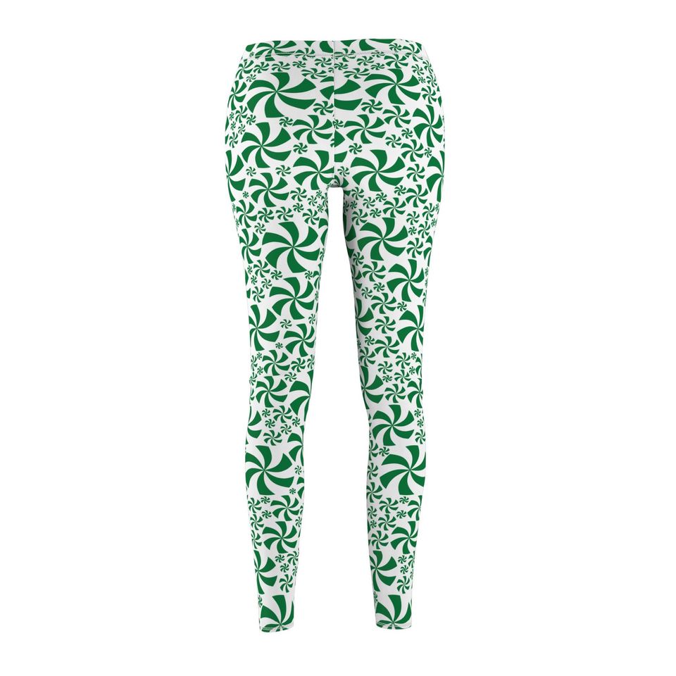 Green Peppermint Leggings for Women – Festive Christmas Outfit