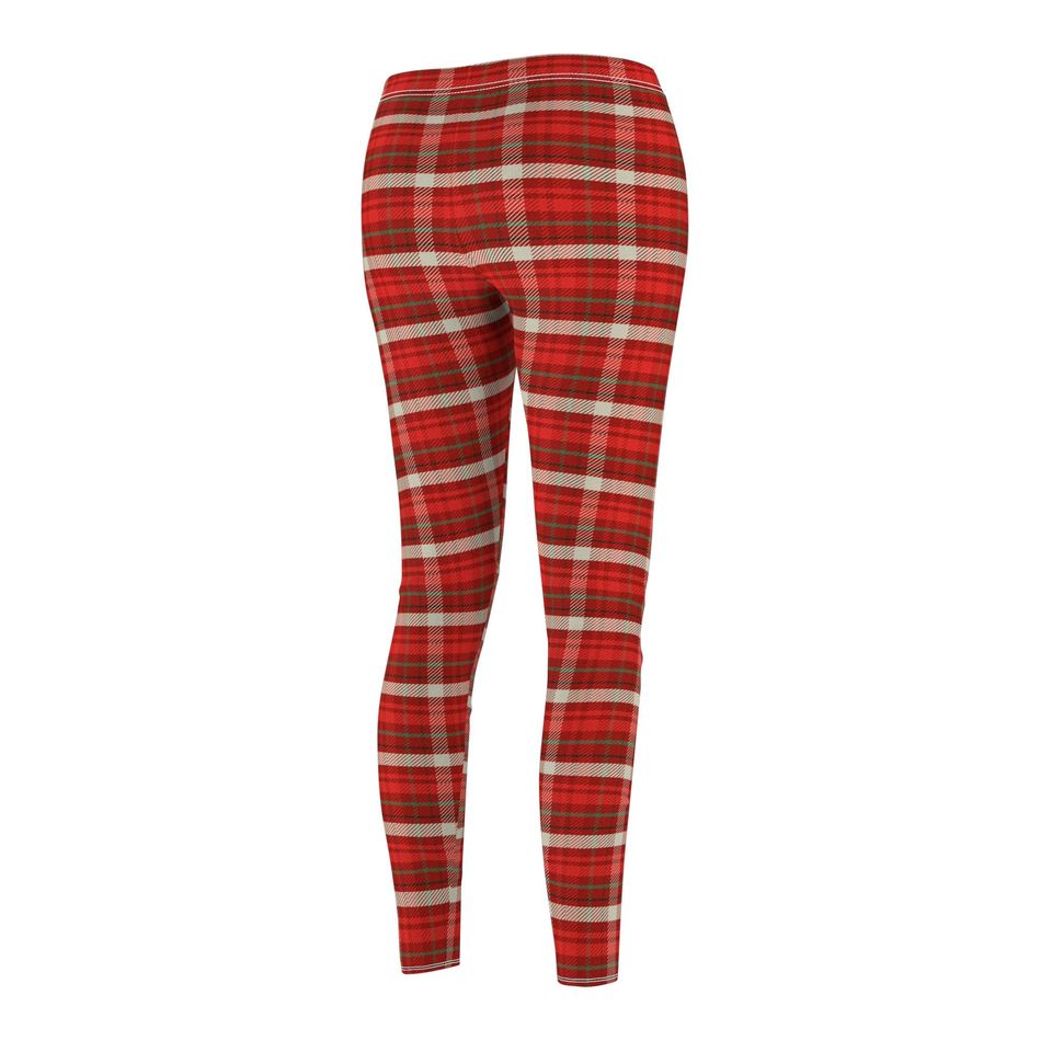 Women's Red Plaid Leggings | Cozy Tartan Print Pants | Stylish Activewear