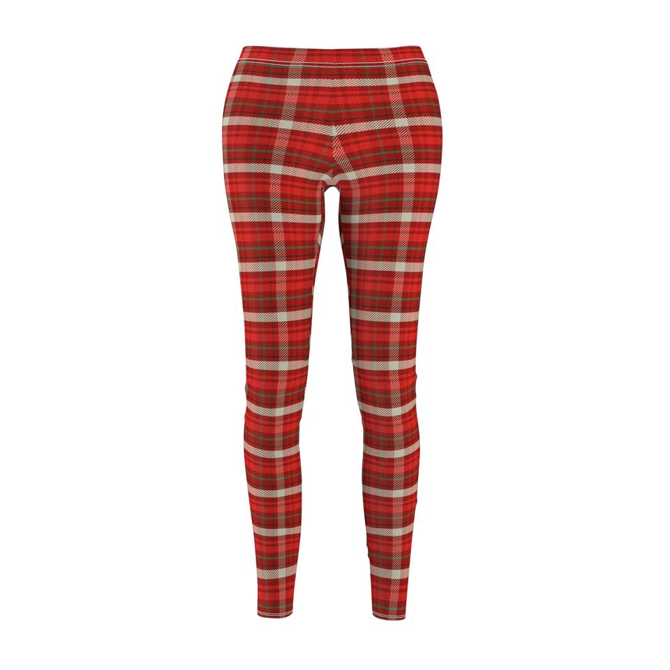 Women's Red Plaid Leggings | Cozy Tartan Print Pants | Stylish Activewear