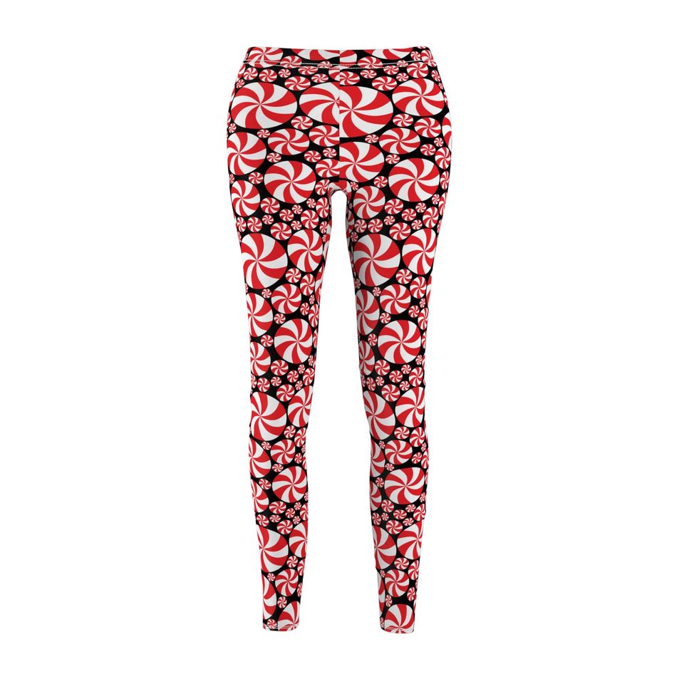 Red Peppermint Leggings in black