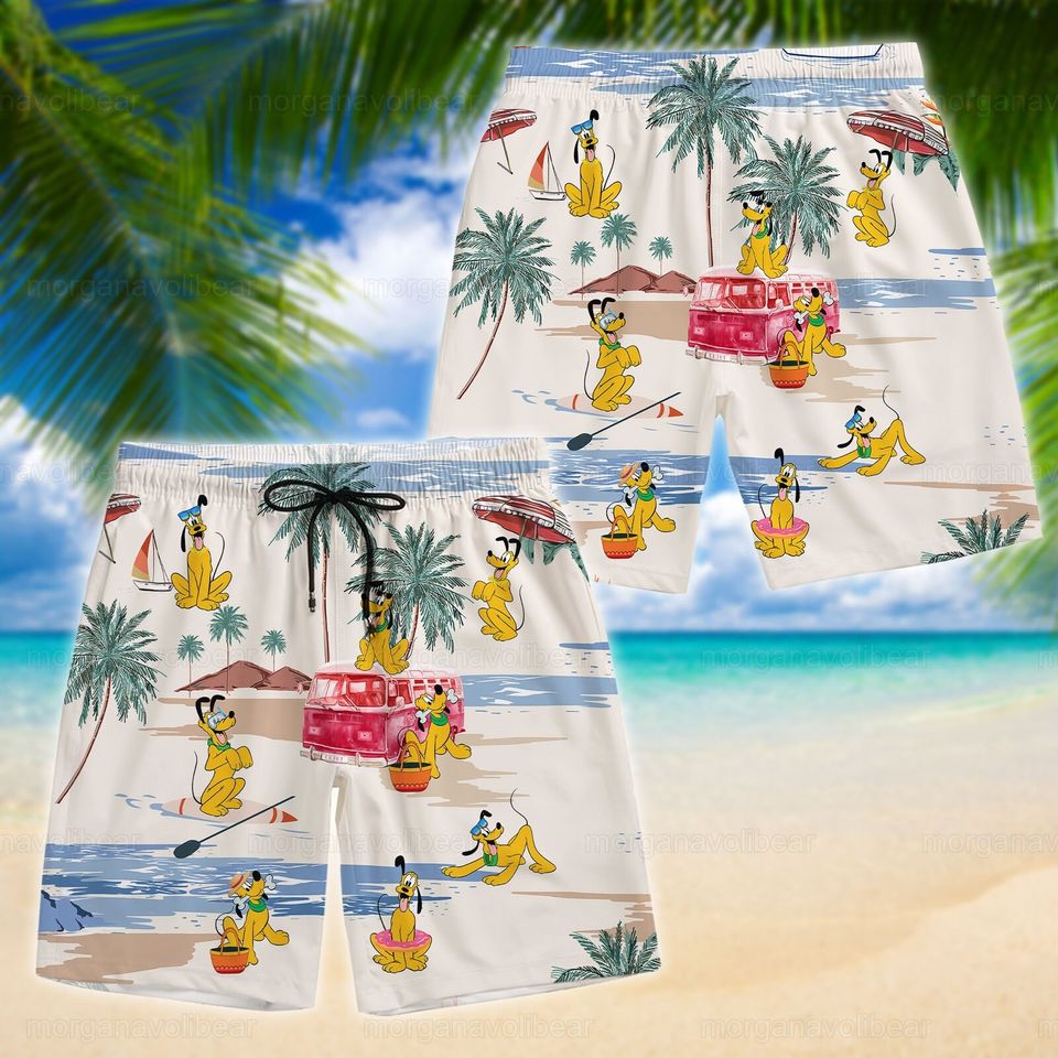 Pluto Hawaiian Shirt, Disney Pluto Shirt, Pluto Shirt, Pluto Men Shorts