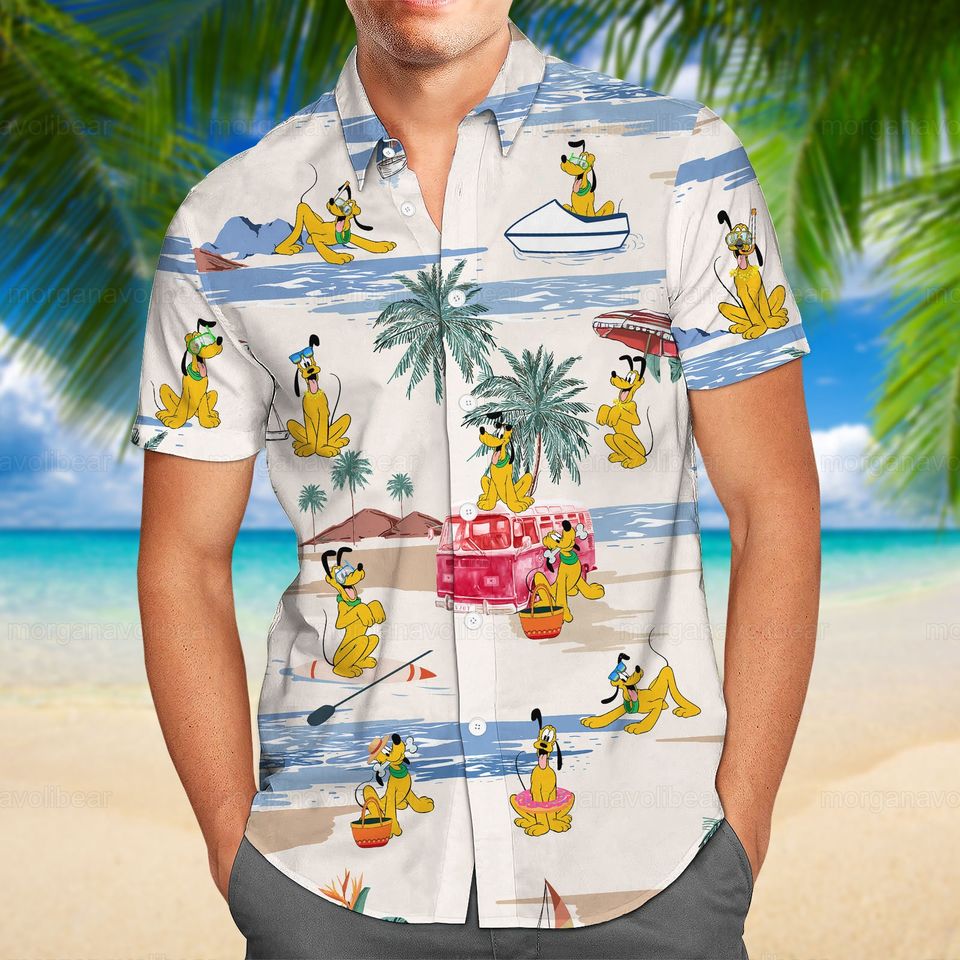 Pluto Hawaiian Shirt, Disney Pluto Shirt, Pluto Shirt, Pluto Men Shorts