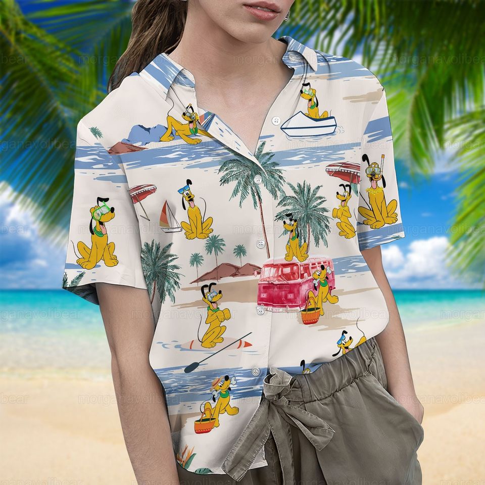 Pluto Hawaiian Shirt, Disney Pluto Shirt, Pluto Shirt, Pluto Men Shorts