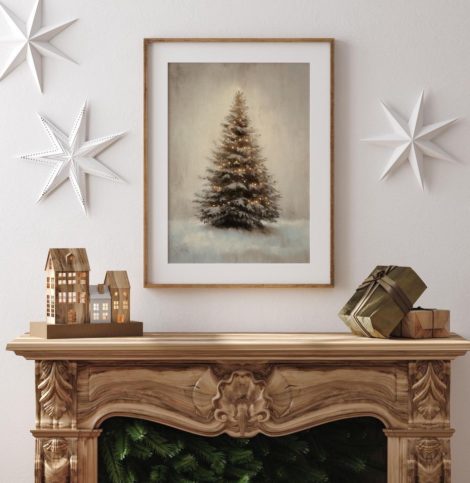 Vintage Christmas Tree Wall Art