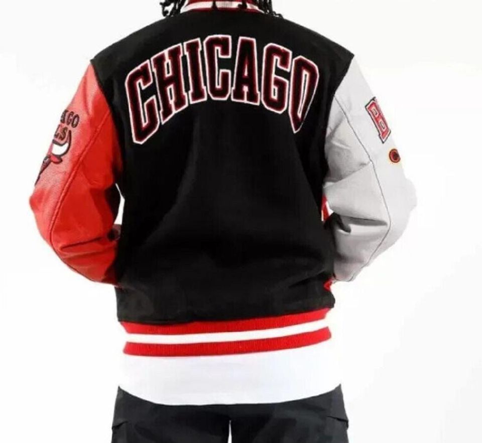 Men's Chicago Bulls NBA Wool & Leather Baseball Jacket