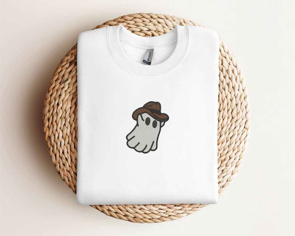 Embroidered Western Ghost Sweatshirt | Western Ghost Embroidery Crewneck