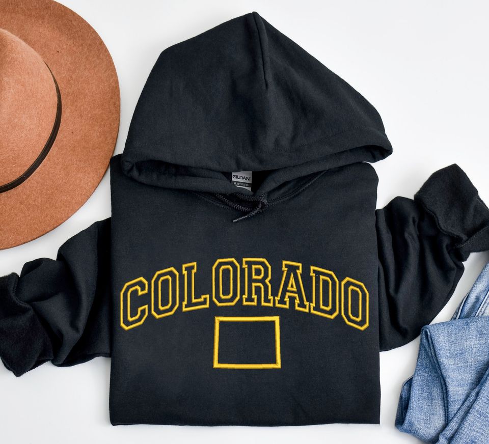 Personalized State and Map Embroidered Hoodie, Custom Town and State Hoodies