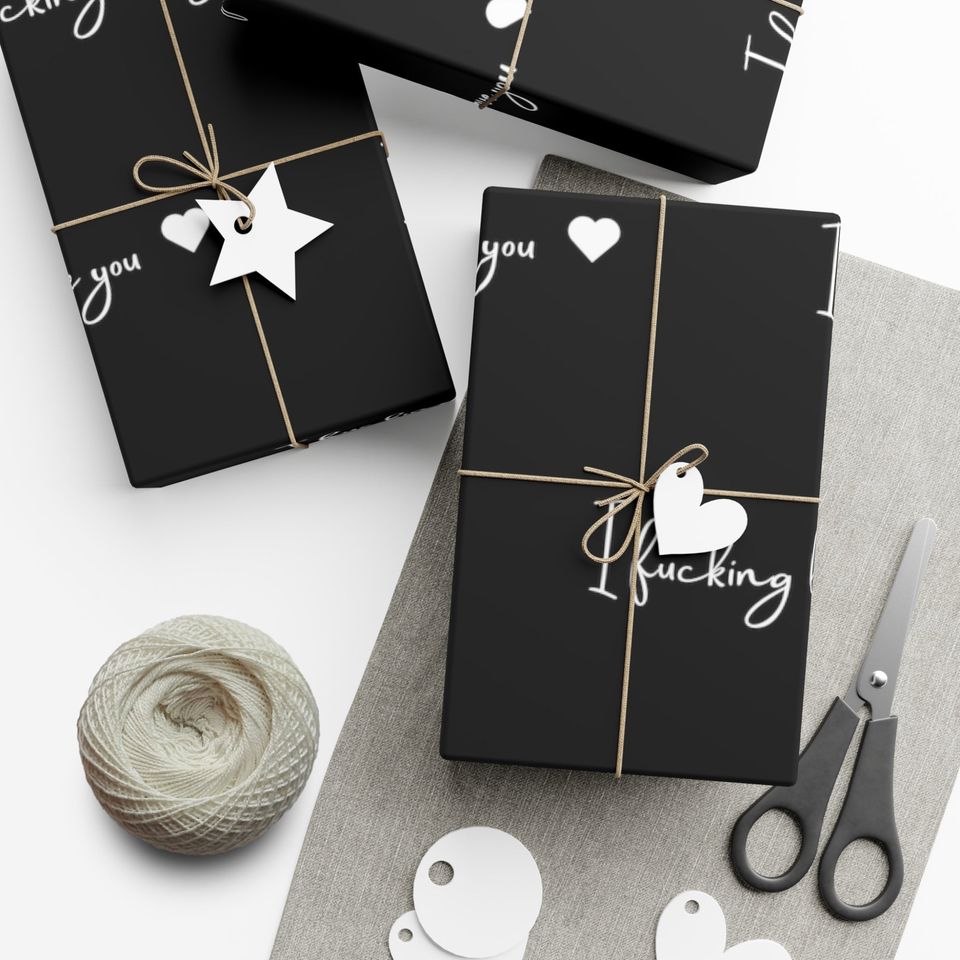 I F'n Love You wrapping paper, Valentines Day Engagement Wrapping Paper, Anniversary Wrapping Paper, Funny Gift wrap for him or her