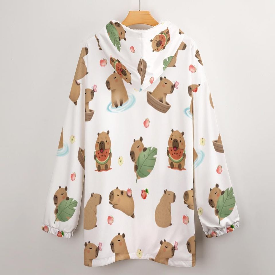 Kawaii Capybara Hoodie Blanket: Wearable Holiday Fall Blanket with Kangaroo Pocket
