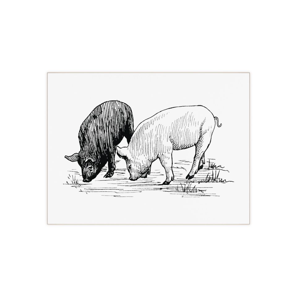 Ceramic Photo Tile with Pig Artwork – Country Style Decoration