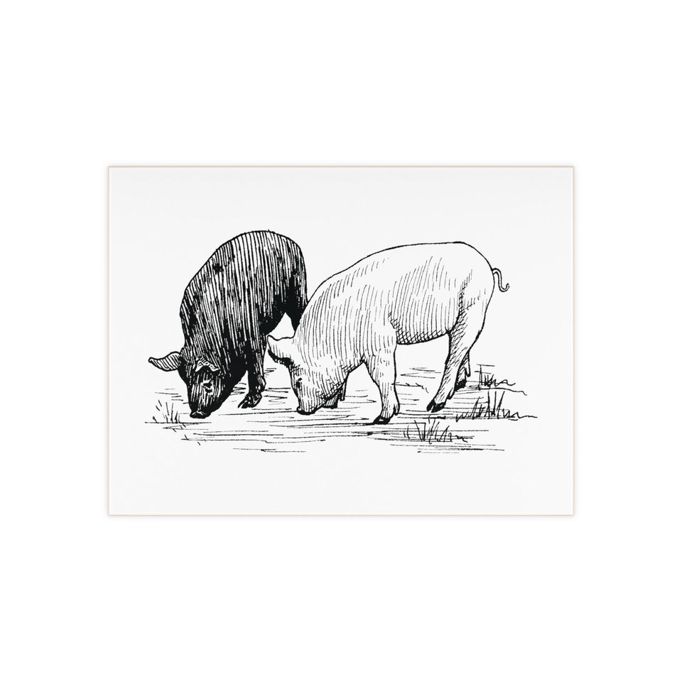 Ceramic Photo Tile with Pig Artwork – Country Style Decoration