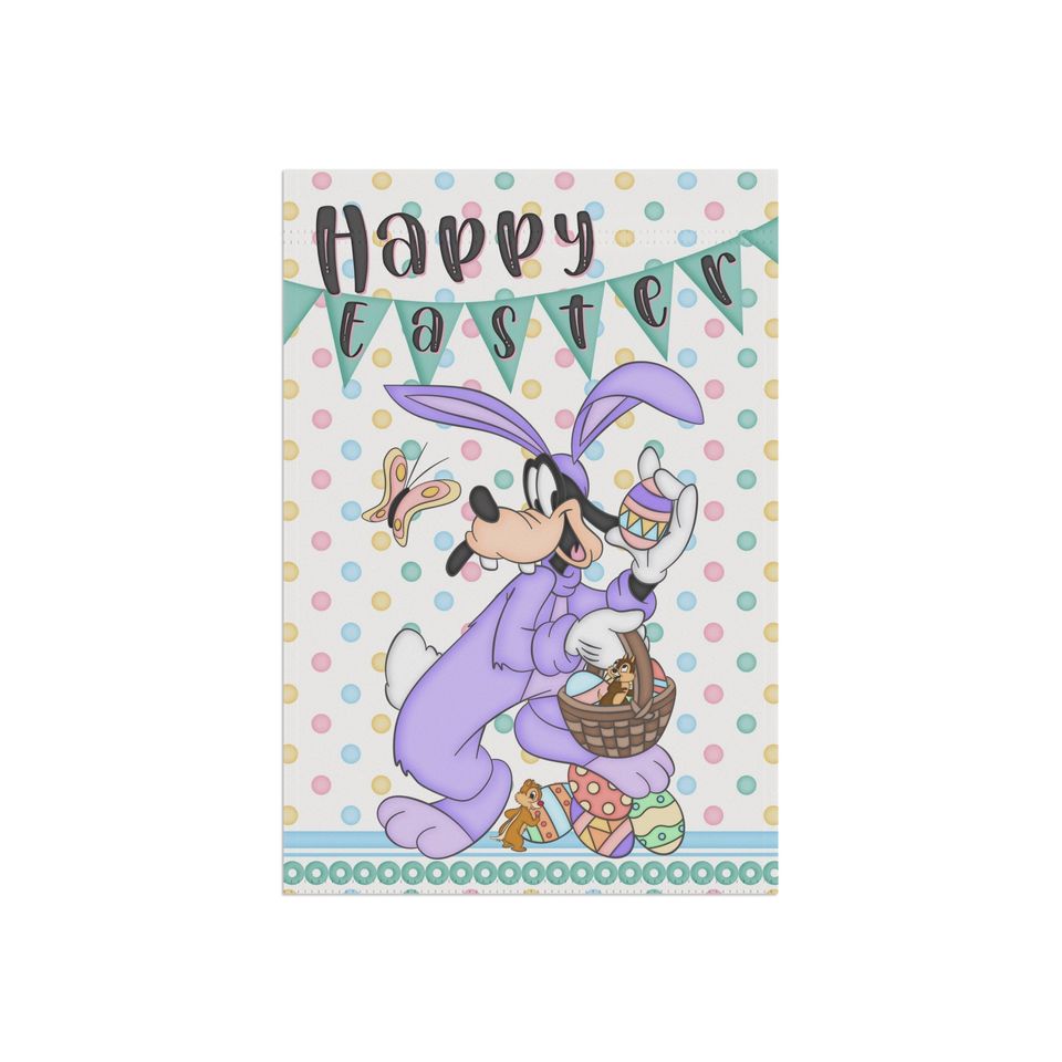 Disney Goofy Easter Home , Unique Home and Garden Flag, Disney Garden Flag
