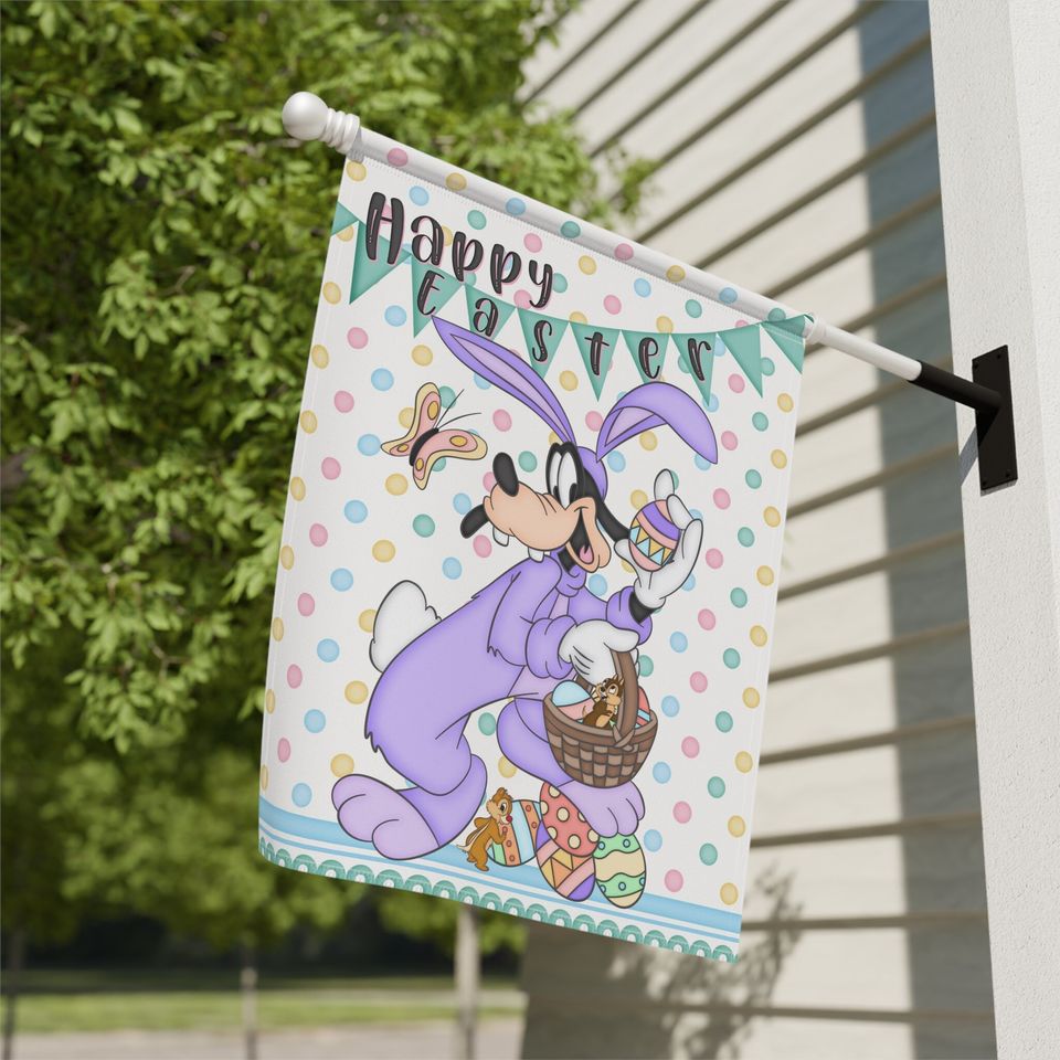 Disney Goofy Easter Home , Unique Home and Garden Flag, Disney Garden Flag