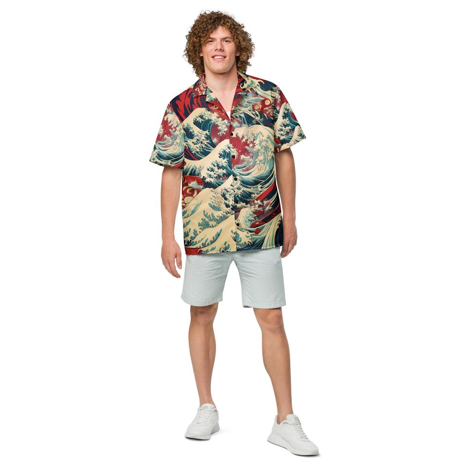 Premium Lightweight Button-Up Shirt "Red Horizon"